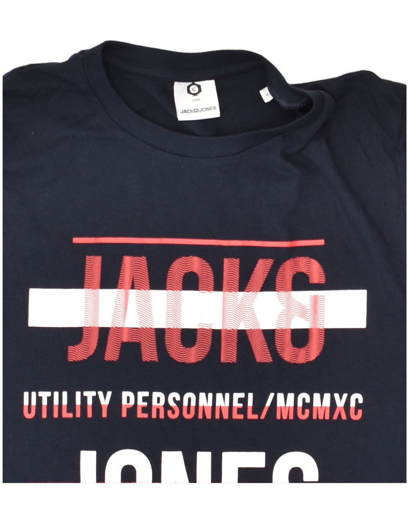 JACK & JONES Mens Graphic T-Shirt Top Small Navy Blue Cotton | Vintage Jack & Jones | Thrift | Second-Hand Jack & Jones | Used Clothing | Messina Hembry 