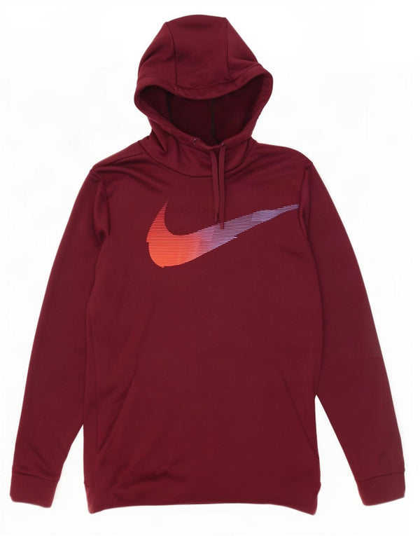 Nike Mens Dri Fit Graphic Hoodie Jumper Large Maroon Polyester