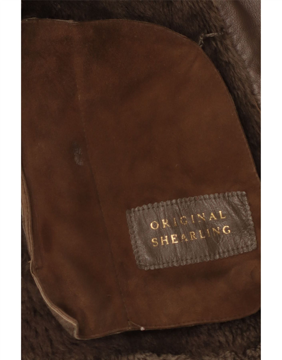 Vintage Womens Shearling Coat UK 16 Large Brown Leather