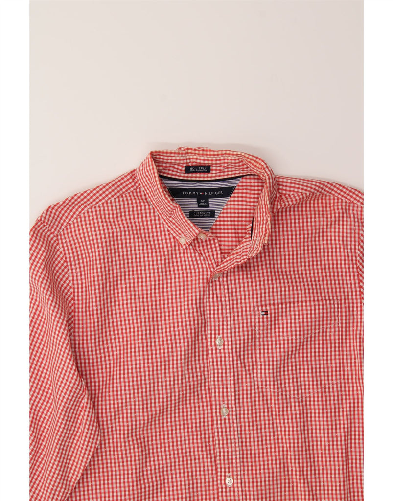 TOMMY HILFIGER Mens Custom Fit Shirt Small Red Gingham Cotton 80s Vintage Tommy Hilfiger and Second-Hand Tommy Hilfiger from Messina Hembry 