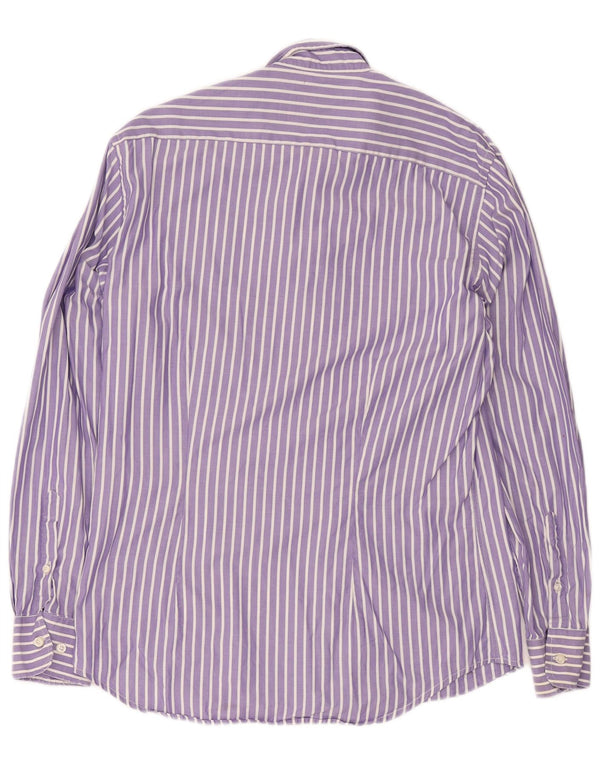 Fred Perry Mens Slim Fit Shirt Large Purple Pinstripe Cotton