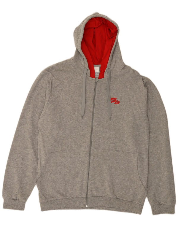 Nike Mens Zip Hoodie Sweater Large Grey Cotton