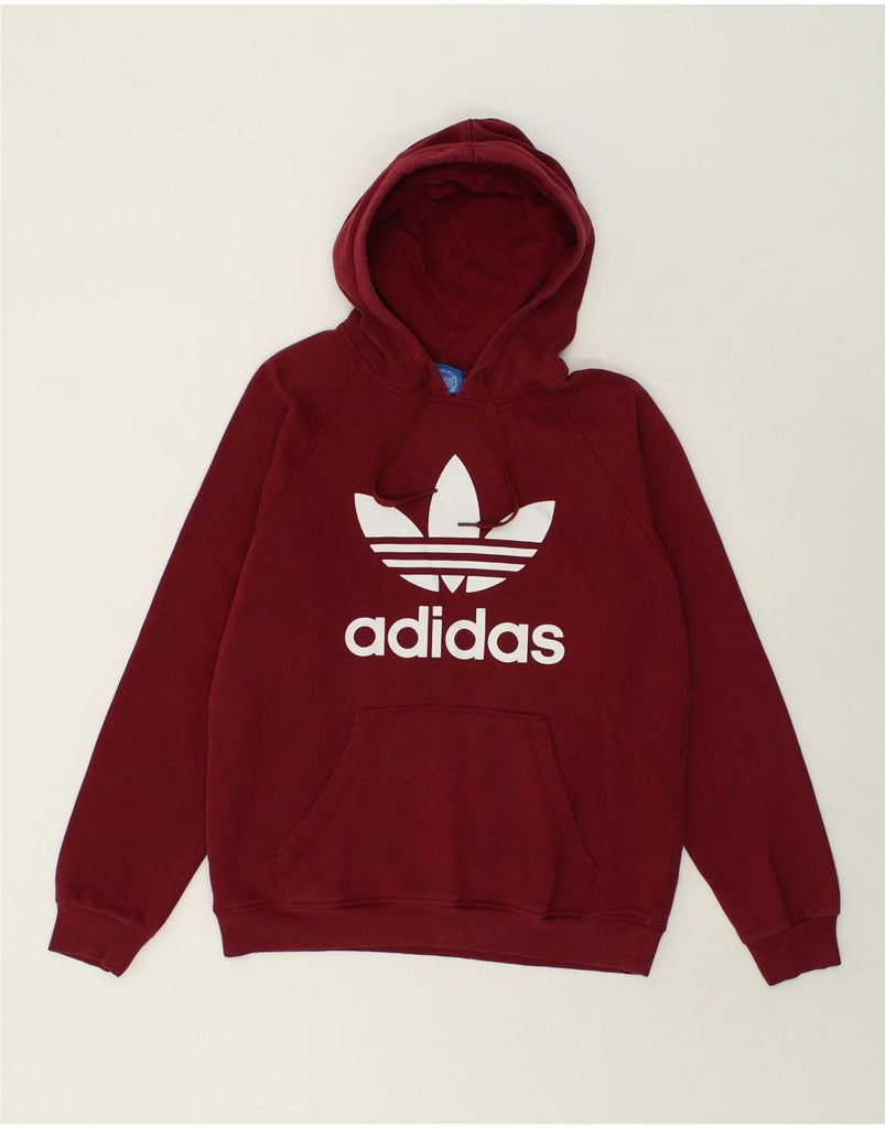 ADIDAS Womens Graphic Hoodie Jumper UK 14 Medium Red Cotton | Vintage Adidas | Thrift | Second-Hand Adidas | Used Clothing | Messina Hembry 