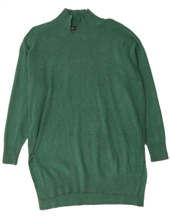 Marks & Spencer Womens Oversized Jumper Dress UK 16 Large Green Viscose