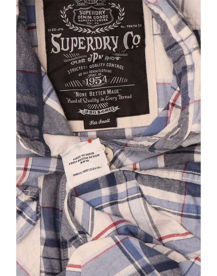 Superdry Mens Flannel Shirt Small Blue Plaid Cotton