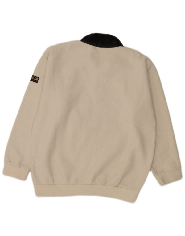 Napapijri Mens Loose Fit Graphic Zip Neck Fleece Jumper Small White