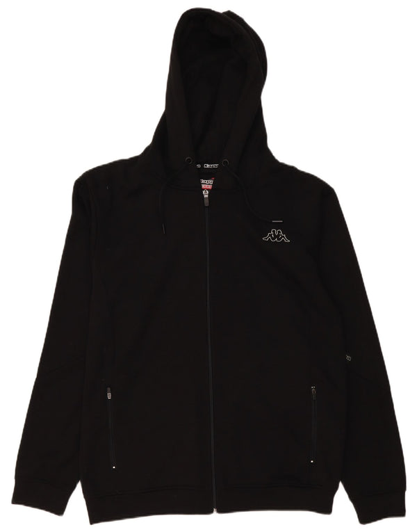 Kappa Mens Graphic Zip Hoodie Sweater Large Black Polyester