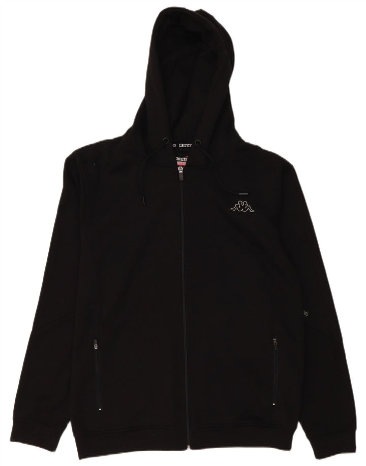 Kappa Mens Graphic Zip Hoodie Sweater Large Black Polyester