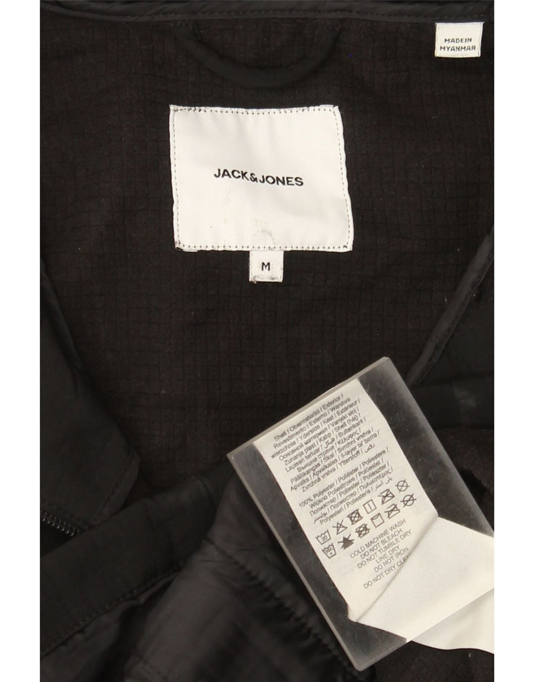 Jack & Jones Mens Hooded Windbreaker Jacket UK 38 Medium Black Polyester
