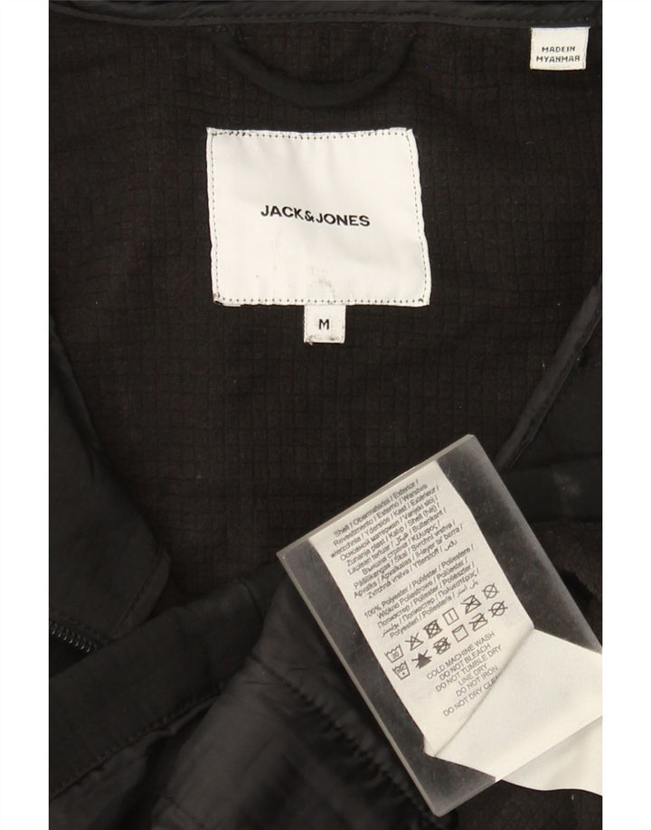 Jack & Jones Mens Hooded Windbreaker Jacket UK 38 Medium Black Polyester
