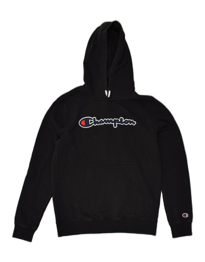 CHAMPION Boys Graphic Hoodie Jumper 15-16 Years 2XL Black Cotton | Vintage Champion | Thrift | Second-Hand Champion | Used Clothing | Messina Hembry 