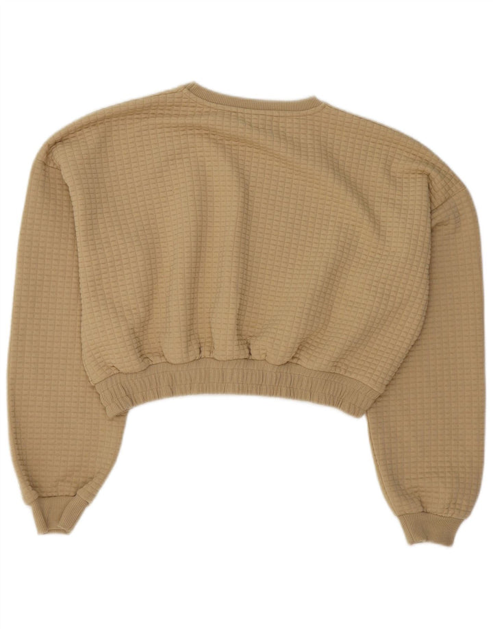 Topshop Womens Crop Sweatshirt Jumper UK 14 Large Beige Polyester