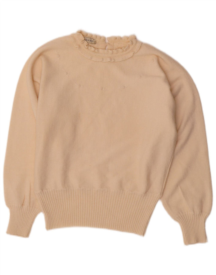 Dama Womens Boat Neck Jumper Sweater IT 46 Large Off White Angora