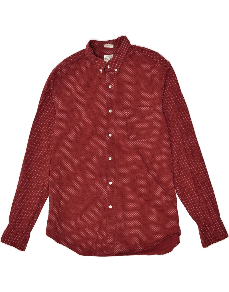 J. CREW Mens Stretch Classic Fit Shirt Large Red Polka Dot Cotton | Vintage J. Crew | Thrift | Second-Hand J. Crew | Used Clothing | Messina Hembry 