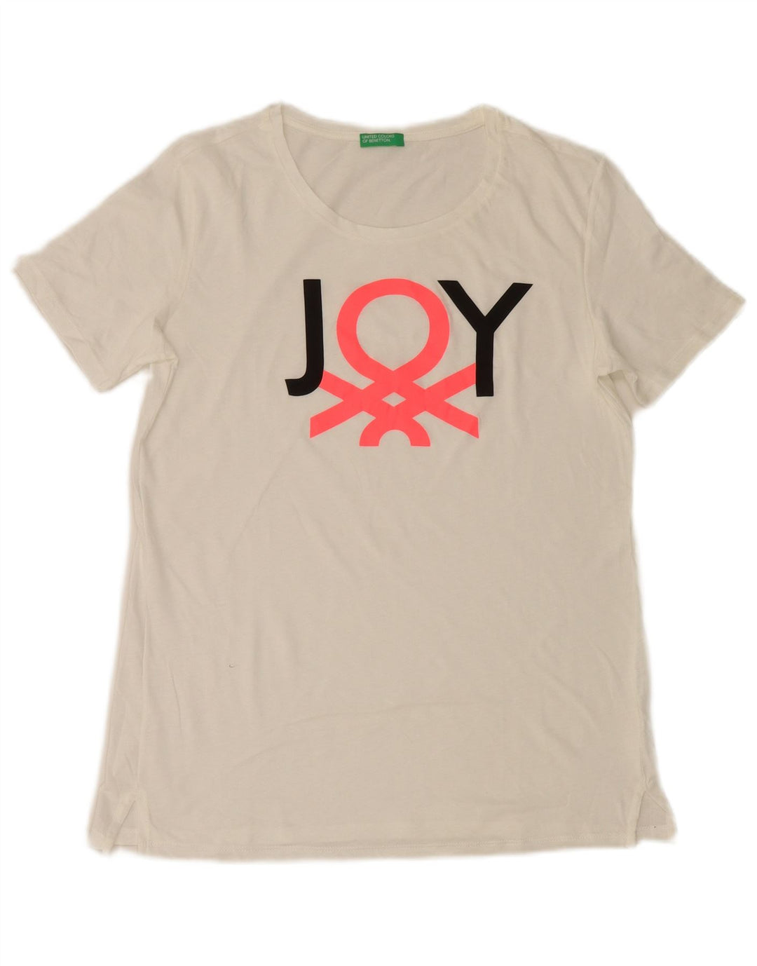 Benetton Womens Graphic T-Shirt Top UK 12 Medium White
