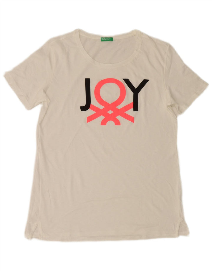 Benetton Womens Graphic T-Shirt Top UK 12 Medium White