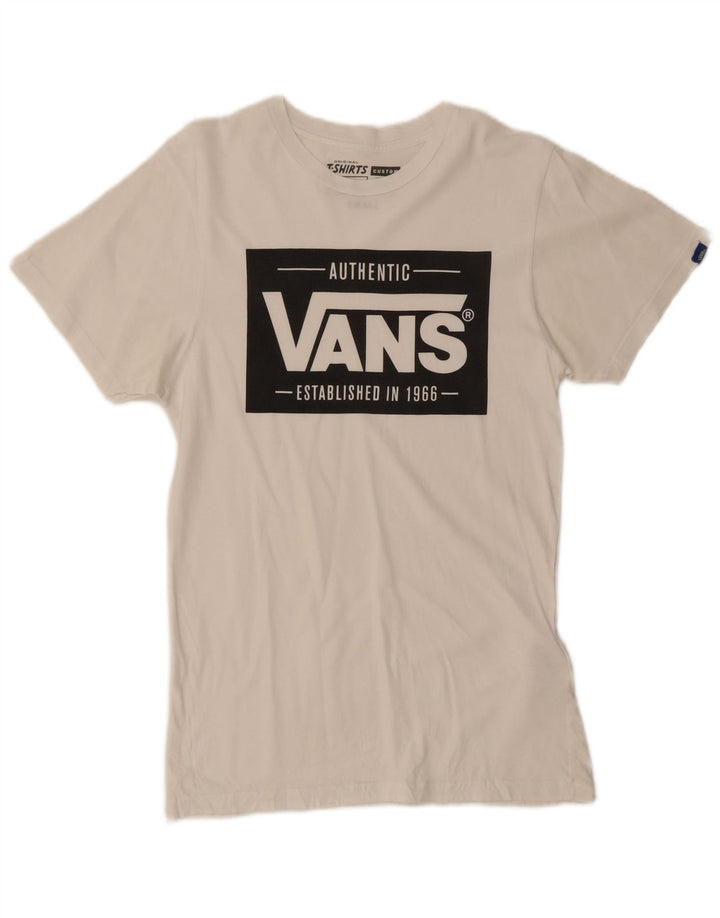 Vans Mens Custom Fit Graphic T-Shirt Top Small White Cotton