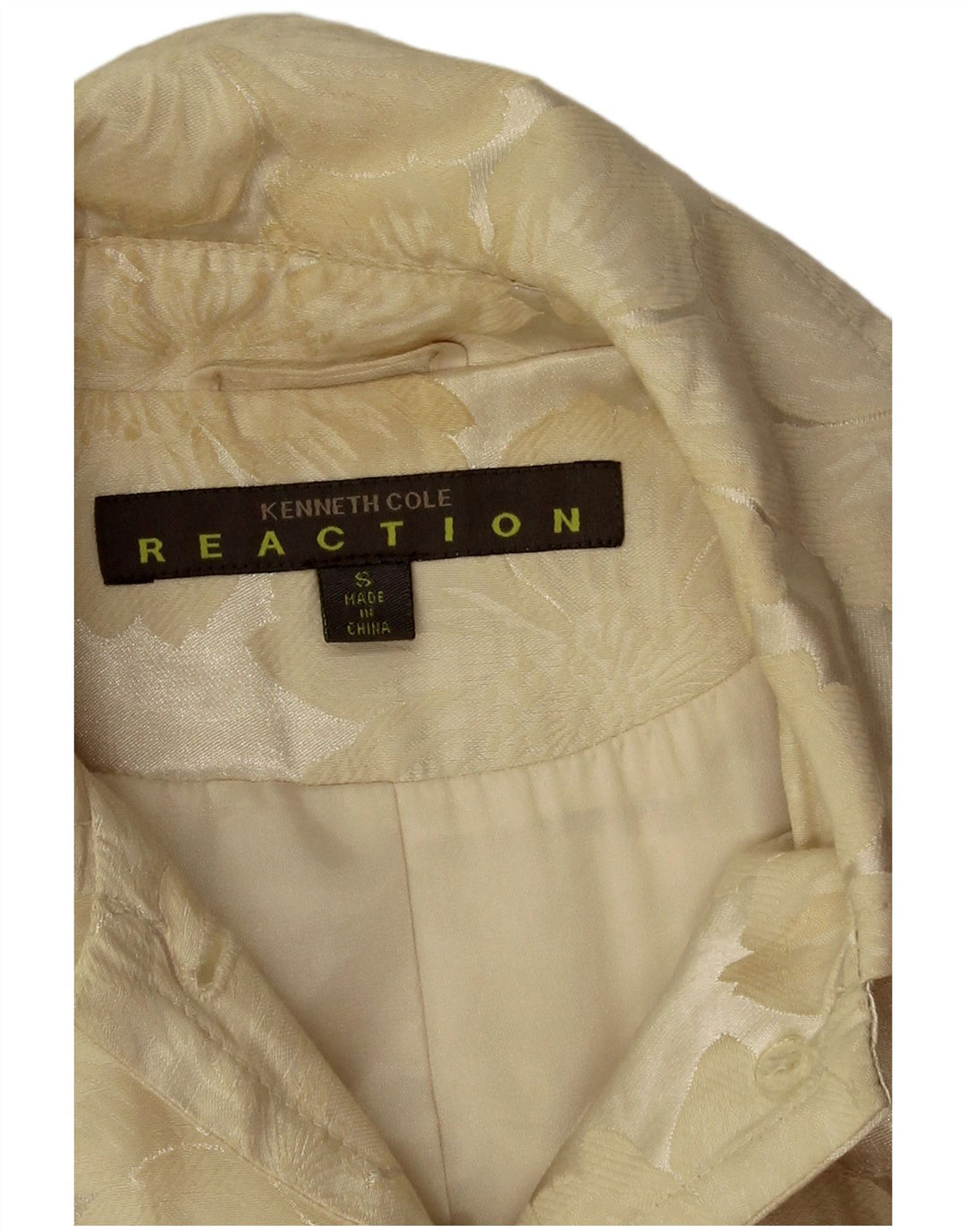 Kenneth Cole Womens Overcoat UK 10 Small Beige Floral Cotton