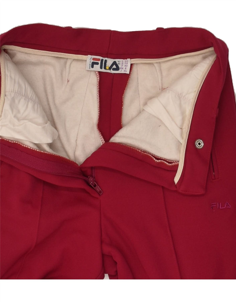 FILA Womens Stirrup Slim Trousers US 6 Medium W26 L30 Red Acrylic | Vintage Fila | Thrift | Second-Hand Fila | Used Clothing | Messina Hembry 