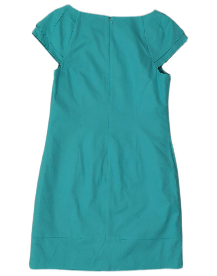 Oasis Womens Sheath Dress UK 10 Small  Turquoise Spotted Cotton