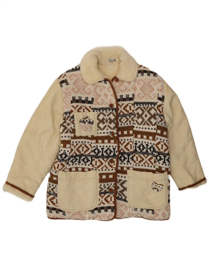 Vintage Womens Patterned Sherpa Jacket EU 40 Medium Multicoloured Fair Isle