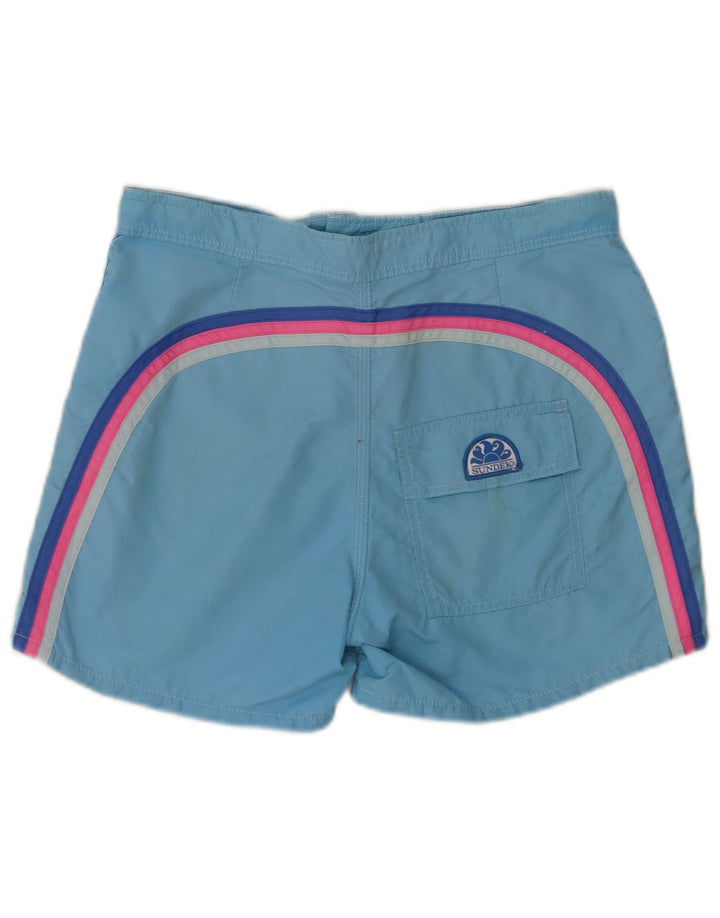 Sundek Mens Swimming Shorts Medium Blue Striped Nylon