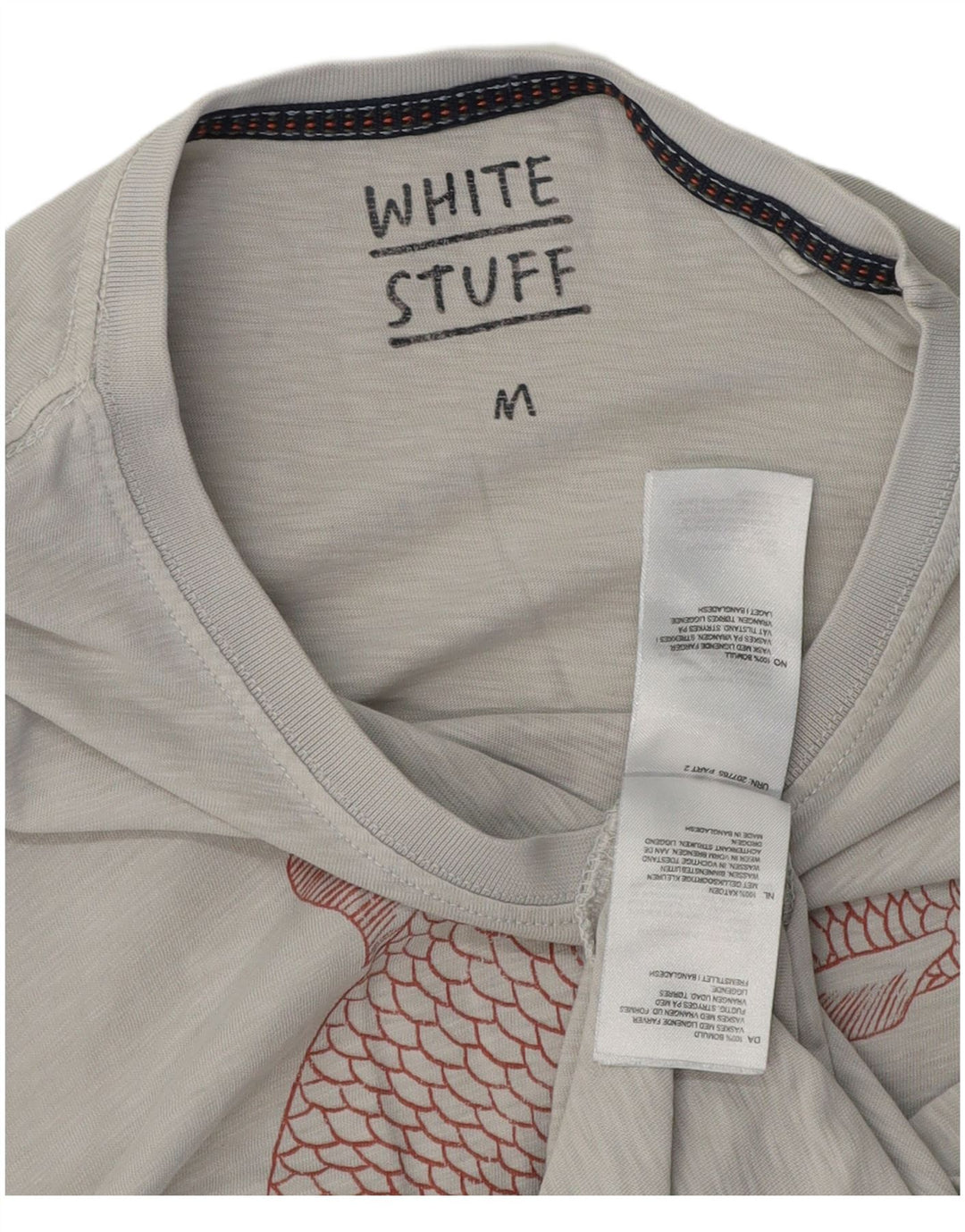 White Stuff Mens Graphic T-Shirt Top Medium Grey Cotton