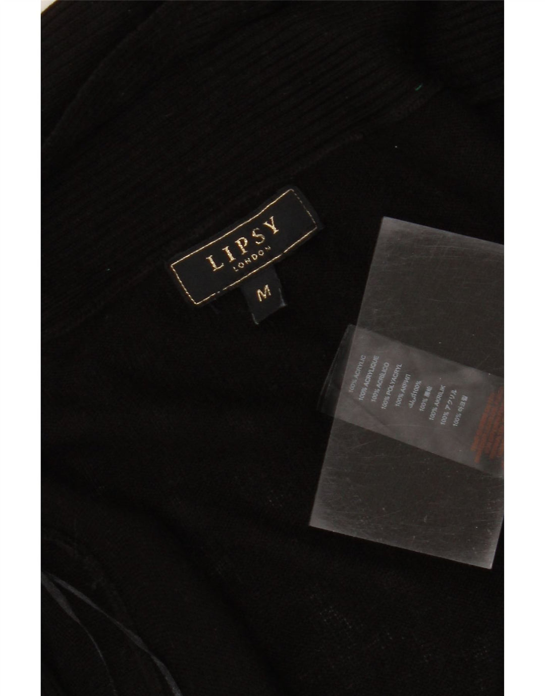 LIPSY Womens Longline Open Cardigan Sweater UK 12 Medium Black Acrylic Vintage Lipsy and Second-Hand Lipsy from Messina Hembry 