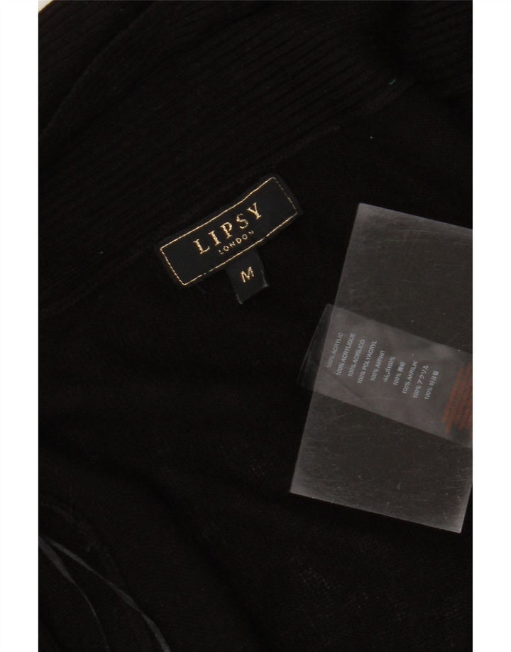LIPSY Womens Longline Open Cardigan Sweater UK 12 Medium Black Acrylic Vintage Lipsy and Second-Hand Lipsy from Messina Hembry 