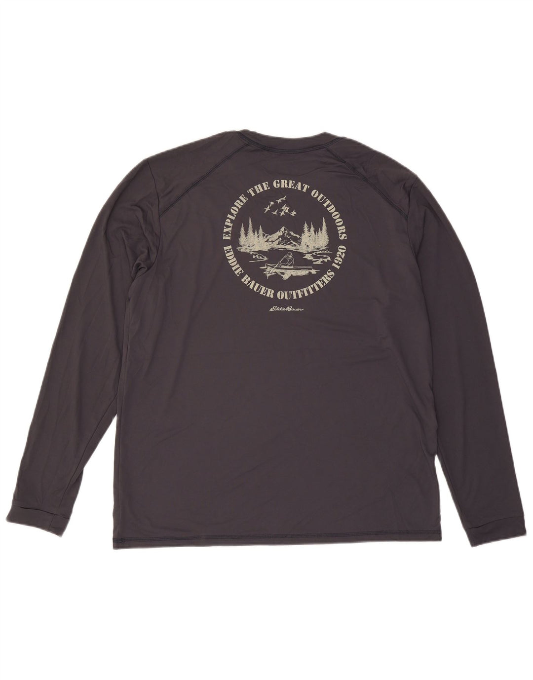 EDDIE BAUER Mens Graphic Top Long Sleeve XL Grey Polyester