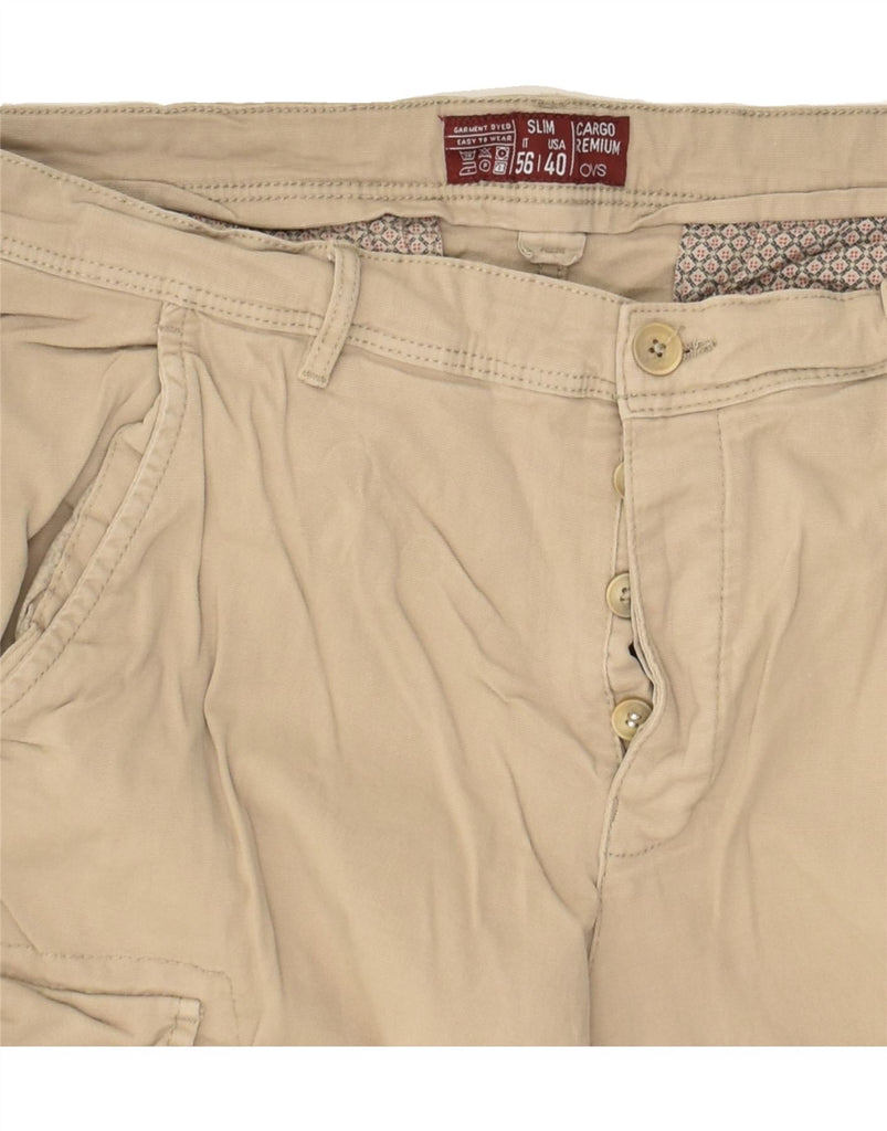 OVS Mens Slim Cargo Trousers W40 L33 Beige Cotton | Vintage OVS | Thrift | Second-Hand OVS | Used Clothing | Messina Hembry 