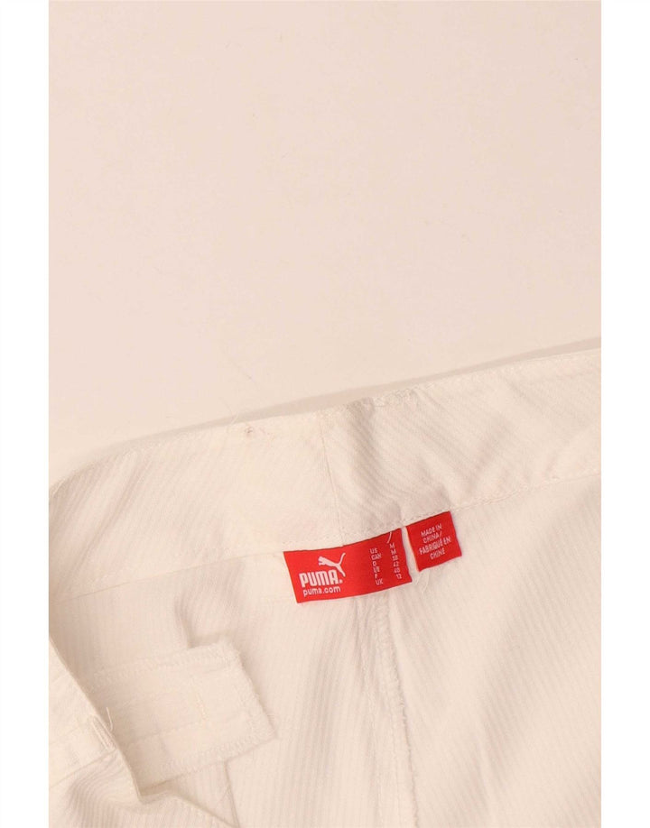 Puma Womens Casual Shorts UK 12 Medium W34  White Pinstripe