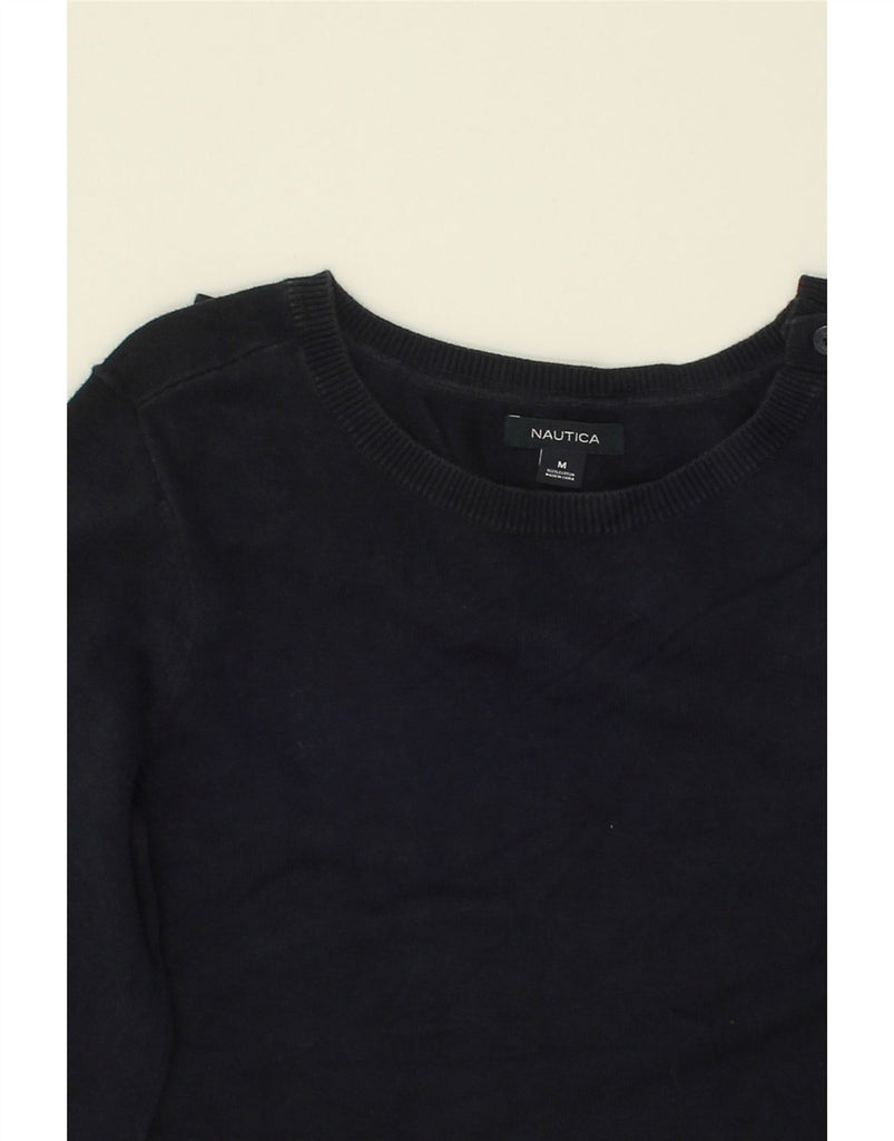 NAUTICA Womens Boat Neck Jumper Sweater UK 12 Medium Navy Blue Cotton | Vintage Nautica | Thrift | Second-Hand Nautica | Used Clothing | Messina Hembry 