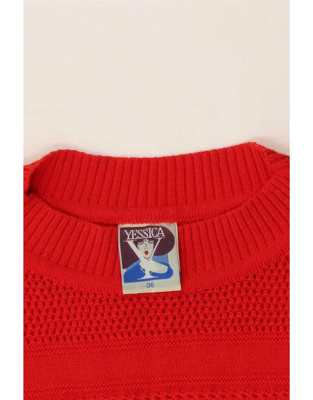 YESSICA Womens 3/4 Sleeve Turtle Neck Jumper Sweater EU 36 Small Red Vintage Yessica and Second-Hand Yessica from Messina Hembry 