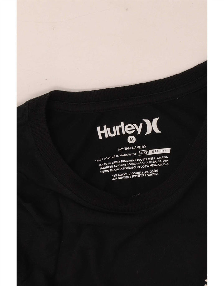 Hurley Mens Graphic T-Shirt Top Medium Black Cotton