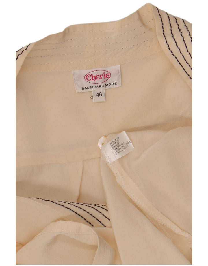 CHERIE Womens Shirt Blouse IT 46 Large Off White Silk