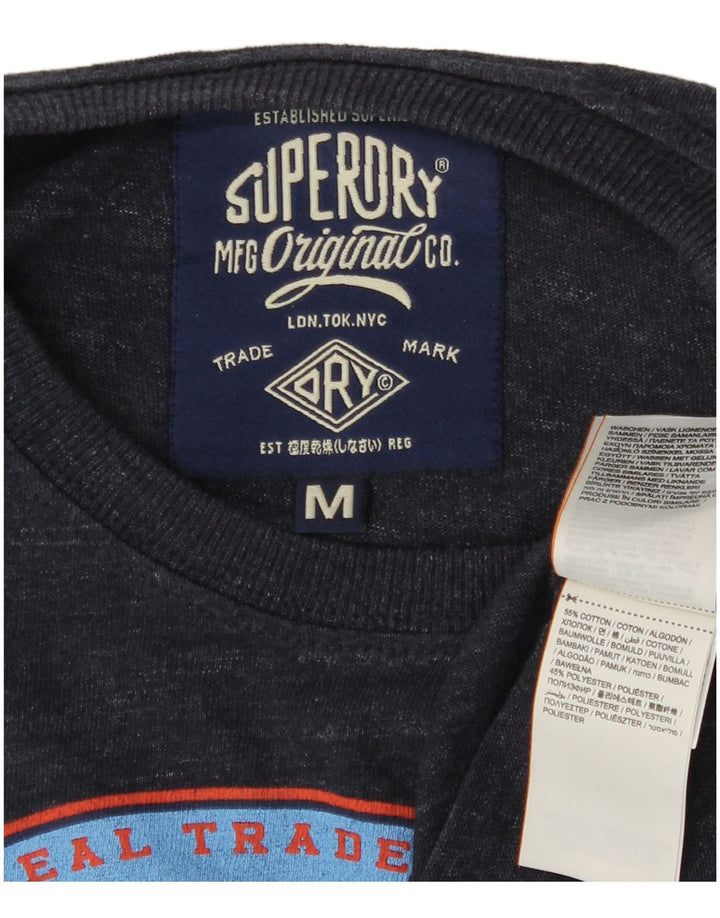 Superdry Mens Graphic T-Shirt Top Medium Navy Blue Cotton
