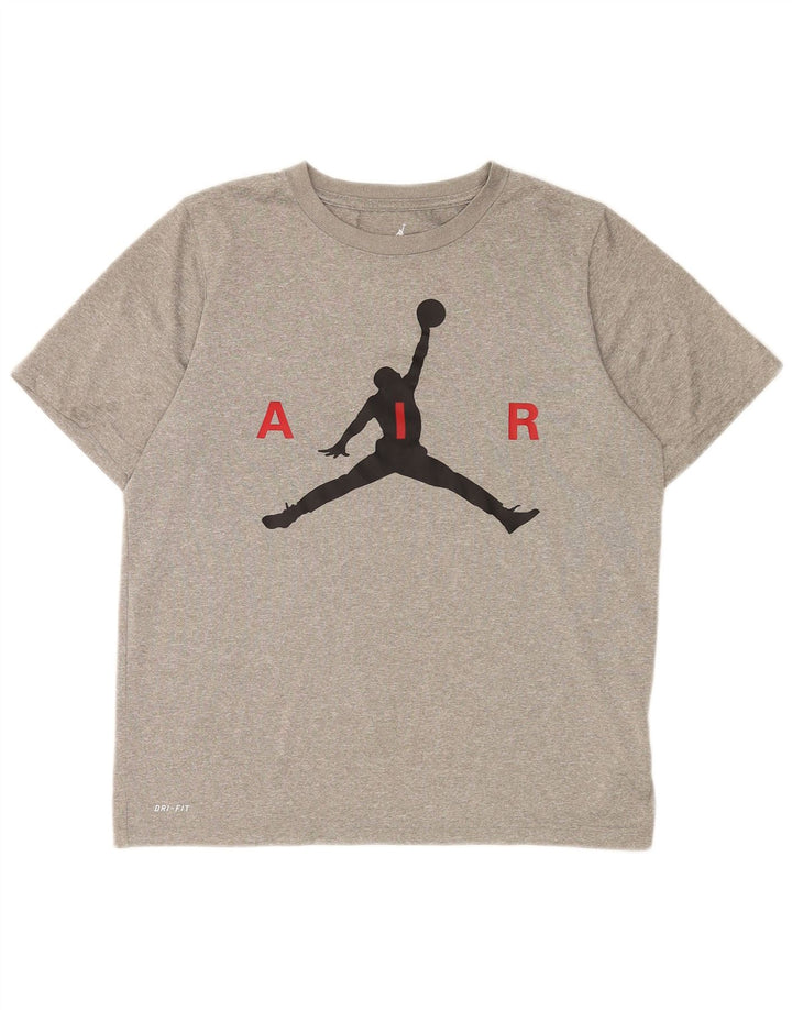 Jordan Boys Graphic T-Shirt Top 13-14 Years XL Grey Flecked Polyester