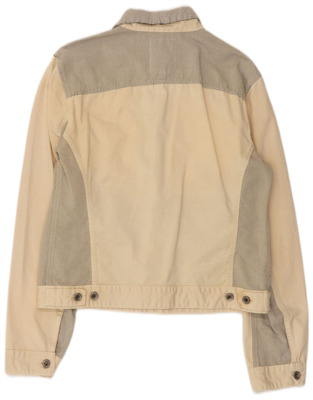 GAS Womens Denim Jacket UK 18 XL Off White Colourblock