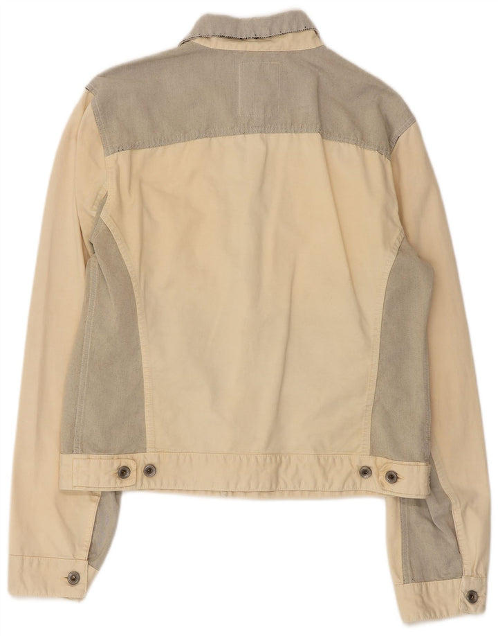 GAS Womens Denim Jacket UK 18 XL Off White Colourblock