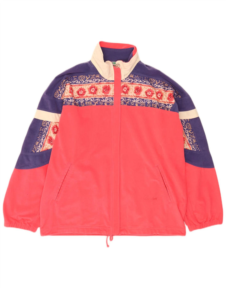 Diadora Womens Oversized Tracksuit Top Jacket UK 14 Medium Pink Floral