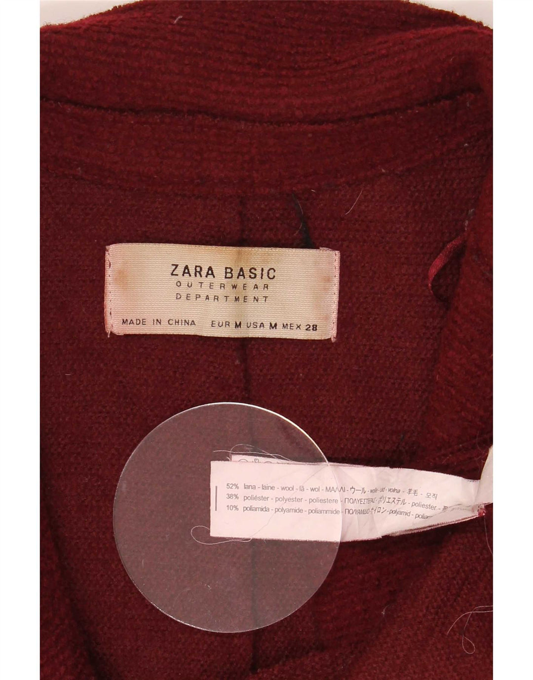Zara Womens Overcoat UK 14 Medium Red Wool