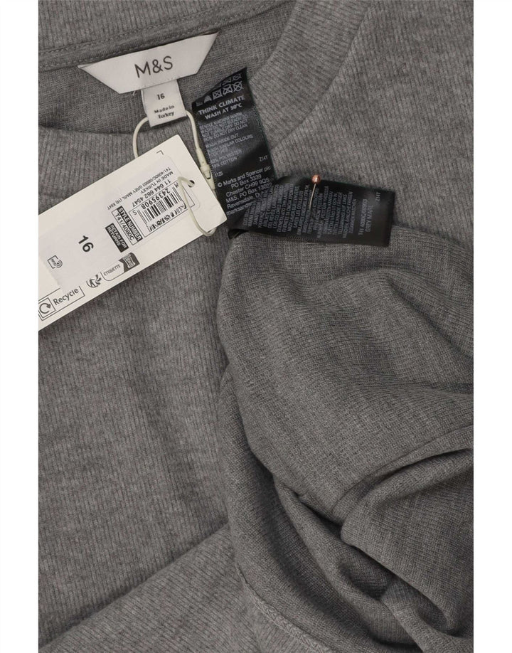 Marks & Spencer Womens T-Shirt Top UK 16 Large Grey Polyester