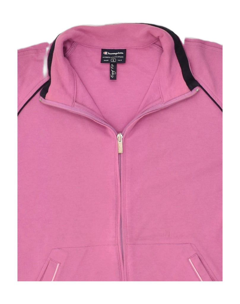 CHAMPION Womens Tracksuit Top Jacket UK 16 Large Pink Cotton | Vintage Champion | Thrift | Second-Hand Champion | Used Clothing | Messina Hembry 