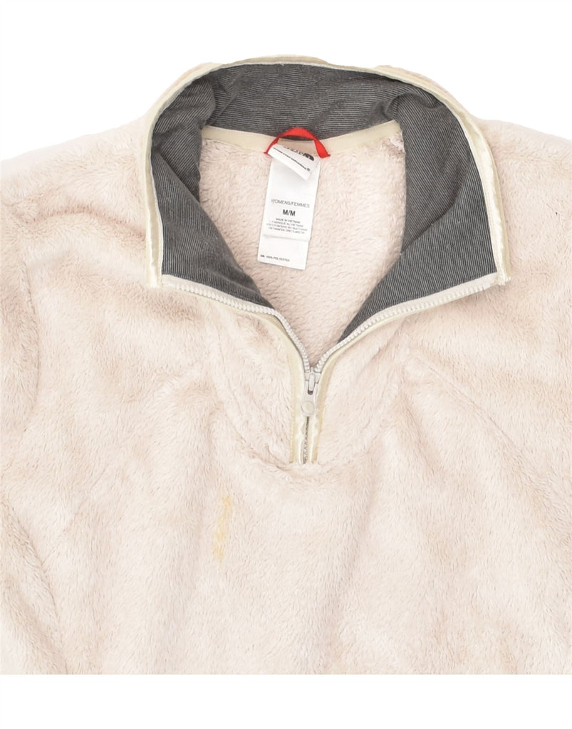 THE NORTH FACE Womens Zip Neck Fleece Jumper UK 14 Medium Beige Polyester | Vintage The North Face | Thrift | Second-Hand The North Face | Used Clothing | Messina Hembry 