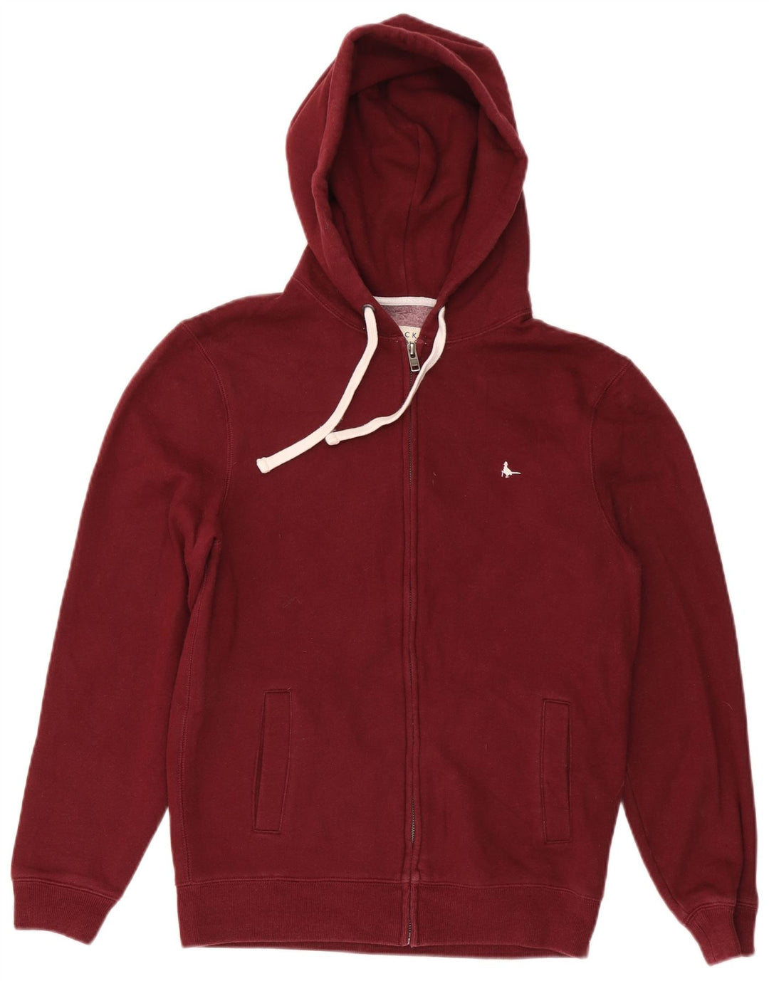 JACK WILLS Mens Zip Hoodie Sweater Medium Maroon Cotton