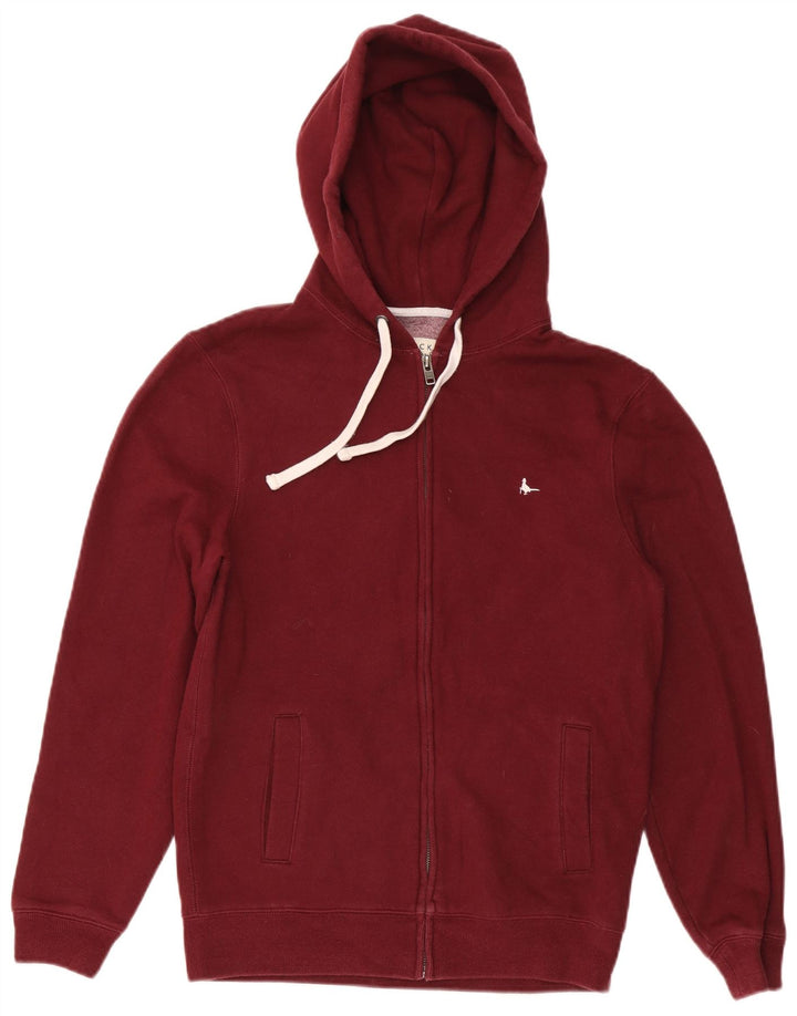 JACK WILLS Mens Zip Hoodie Sweater Medium Maroon Cotton