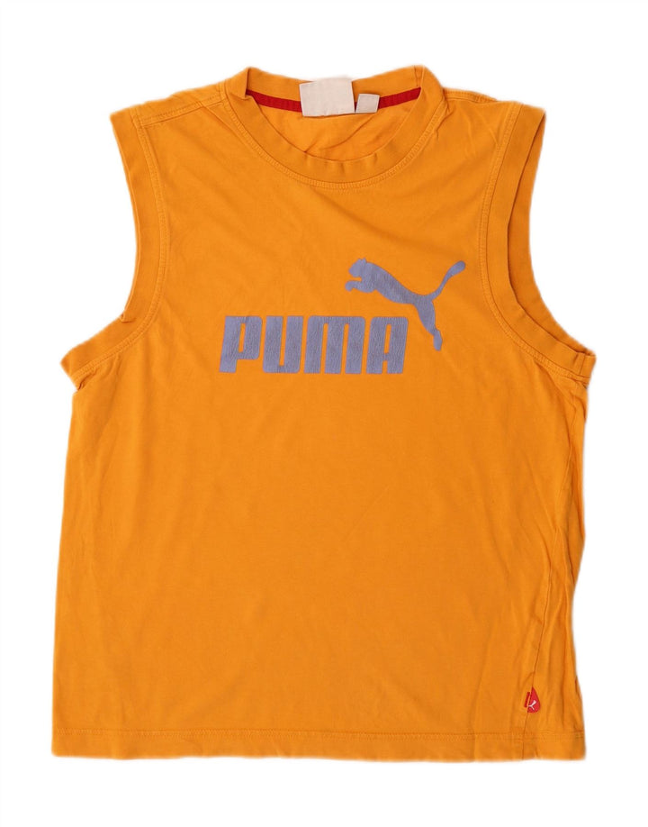 PUMA Womens Graphic Vest Top UK 16 Large Yellow Cotton Vintage Puma and Second-Hand Puma from Messina Hembry 