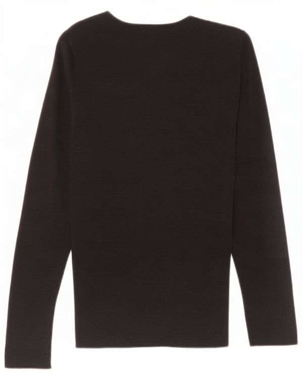 Dkny Womens Boat Neck Jumper Sweater UK 12 Medium Black Cotton