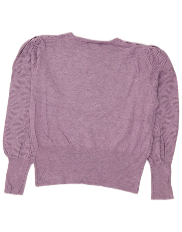 Marks & Spencer Womens Crop Crew Neck Jumper Sweater UK 16 Large Purple